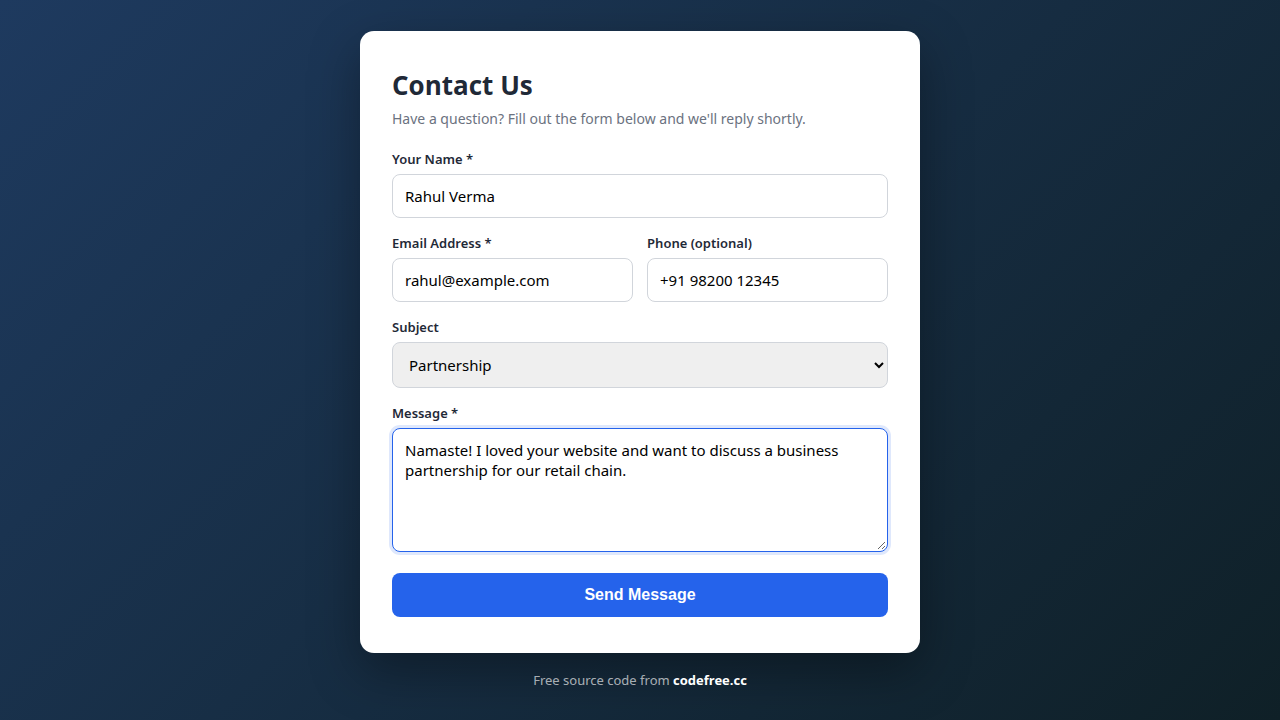 Contact Form with Validation — PHP Contact Form Script
