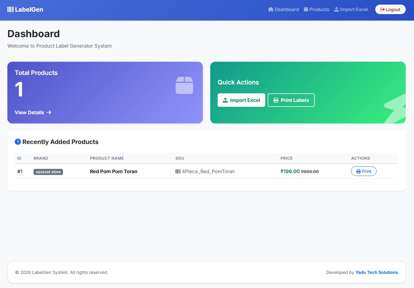 LabelGen - Barcode and Label Generator System