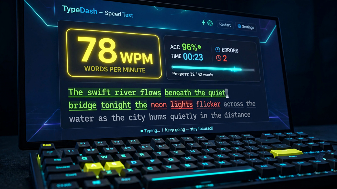 Typing Speed Test — WPM & Accuracy Checker (HTML/CSS/JS)