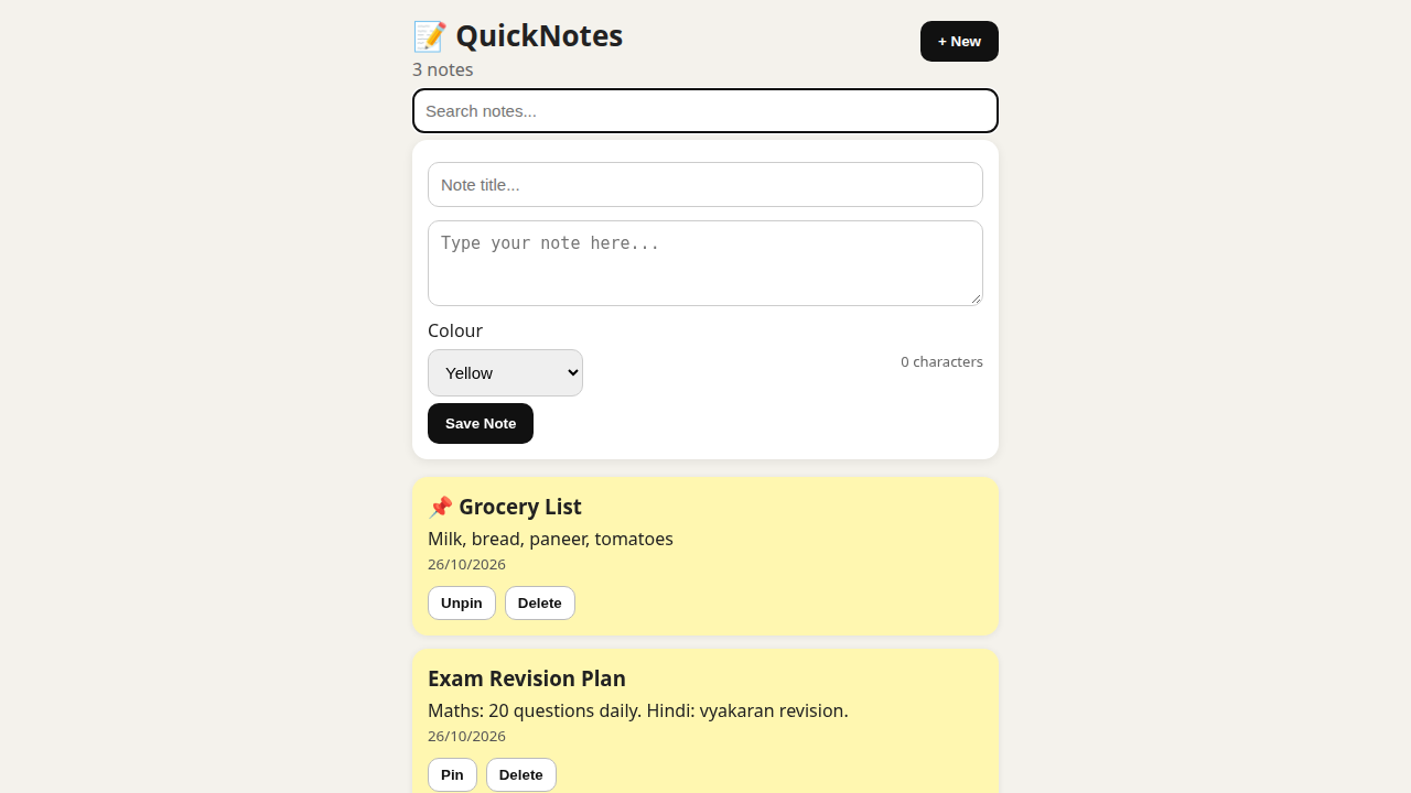 QuickNotes — Mobile Notes App (PWA)